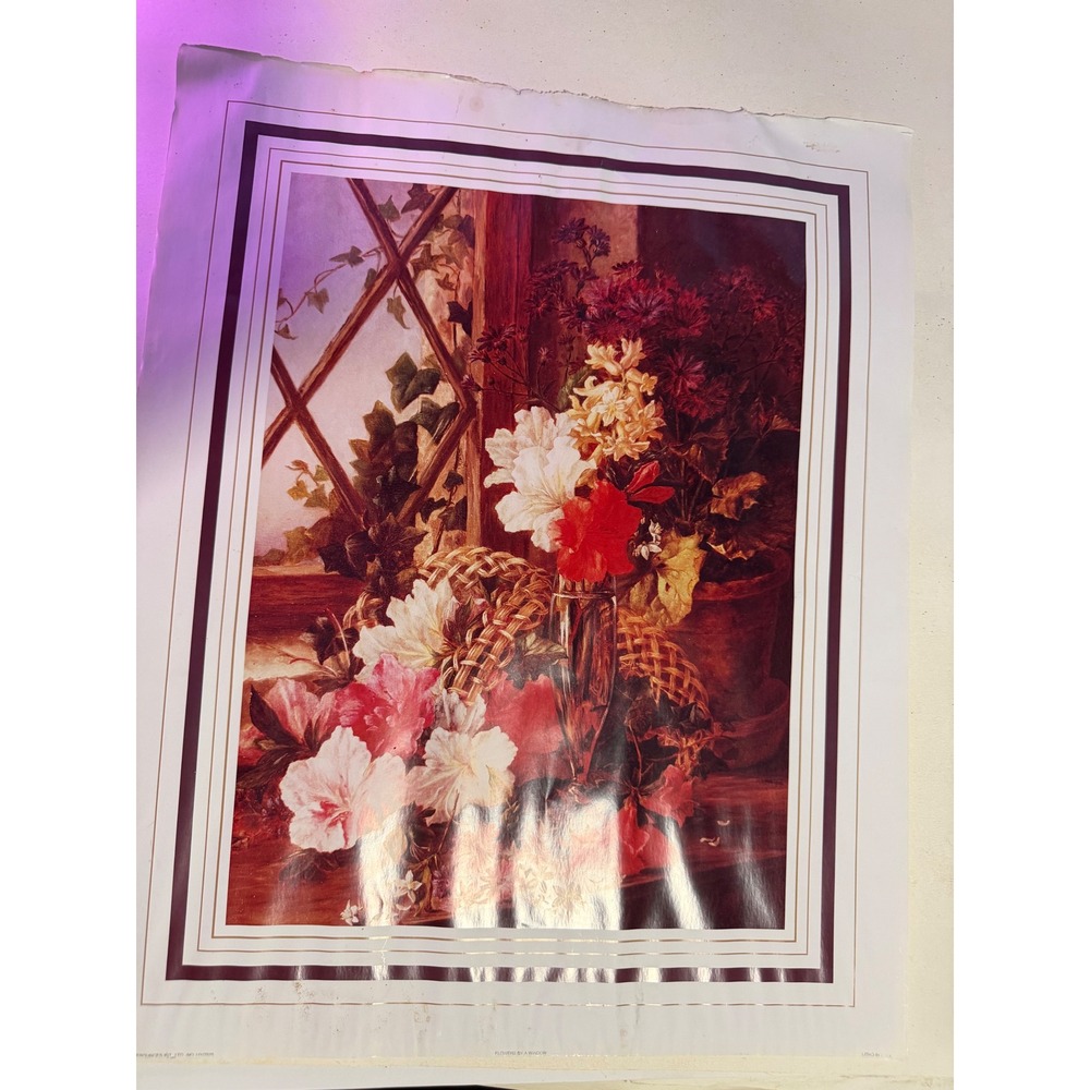 Vintage Art Resources Int Flowers By A Window Art Poster Unisex 20x16 Multi Fair